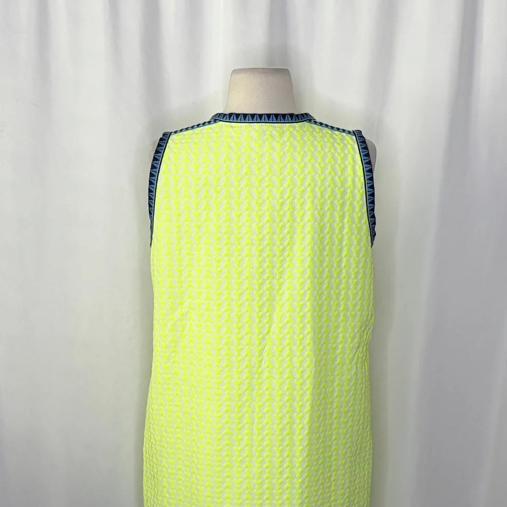 J. Crew Neon Yellow Shift Dress with Navy Trim